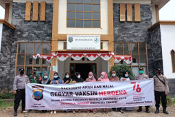 Kapolsek Barumun Tengah monitoring Gebyar Vaksinasi Merdeka