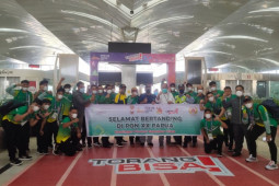 Tim futsal awali keberangkatan kontingen PON Sumut ke Papua