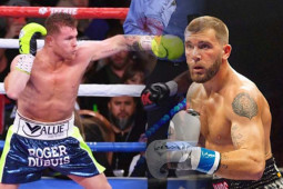 Saul Alvarez  dan Caleb Plant terlibat adu jotos saat konferensi pers