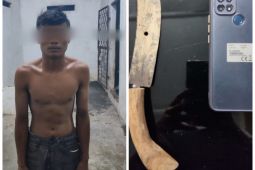 Warga Tanjung Pura amankan pelaku pencurian handphone ke Polsek