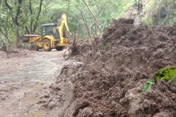 BPBD Tulungagung kerahkan alat berat bersihkan material longsor tutup jalan