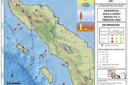 BBMKG catat ada 19 gempa bumi di Aceh-Sumut pekan kedua Februari 2022