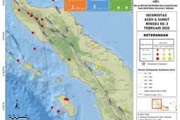 BMKG catat 27 gempa di Aceh-Sumut pada pekan ketiga Februari