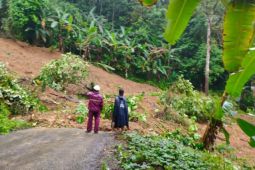 Tanah longsor timbun jalan di Gunungsitoli Barat