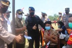 Dansat Brimob Polda Sumut motivasi Pramuka Palas, sukseskan vaksinasi massal