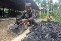 Produksi briket pelepah pinang