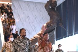 Surya Paloh kunjungi Prabowo Subianto di Hambalang pada Minggu