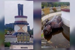 Patung Pahlawan Nasional Tjilik Riwut roboh