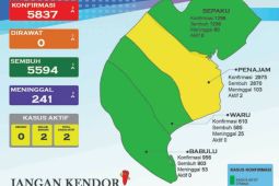 Satu kecamatan di Kabupaten PPU turun ke zona kuning