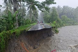 Penanganan darurat jembatan Kali Mala Malteng terkendala hujan lebat
