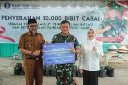 Kendalikan Inflasi, Bank Indonesia Jambi serahkan 10 ribu bibit cabai ke Korem 042/Gapu