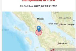 Tiga kali gempa berkekuatan di atas magnitudo 5.0 guncang Taput