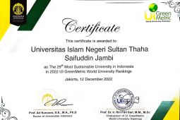 UIN STS Jambi kalahkan 55 kampus top dunia versi UI GreenMetric 2022