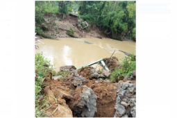 Jembatan penghubung antardesa di Trenggalek putus akibat terjangan banjir