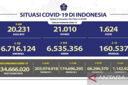 Kasus aktif COVID-19 di Indonesia pada Minggu turun 449 jiwa