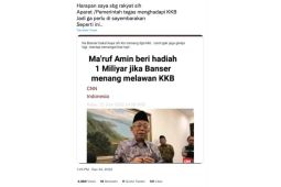Hoaks! Ma'ruf Amin beri Rp1 miliar jika Banser menang lawan KKB