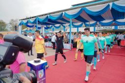 Bobby Nasution cetak satu gol di Stadion Baharuddin Siregar