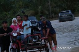 Jalan utama Kecamatan Seruway, Aceh Tamiang putus total akibat banjir