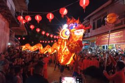 Ribuan mata saksikan atraksi naga saat pawai lampion di Putussibau