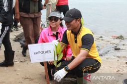 Polres tanam 3.600 mangrove di Pantai Ancol Sibolga