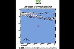 Gempa magnitudo 5,7 guncang wilayah Samudera Hindia di selatan Jawa