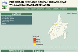 5 kabupaten di Kalsel diprediksi BMKG hujan lebat hari ini