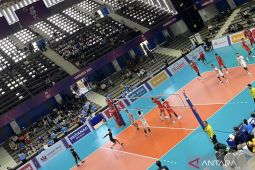 Timnas bola voli putra berhasil memenangkan pertandingan lawan Filipina di SEA Games