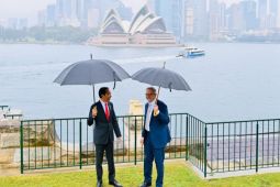 Albanese dan Jokowi pandangi Sydney Opera House di bawah rintik hujan