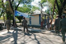 SatPol PP Loteng menertibkan spanduk bertebaran di pohon