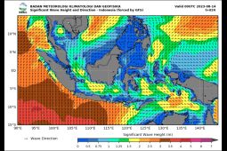 Waspada gelombang tinggi sekitar empat meter di perairan selatan Jawa Timur