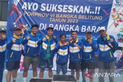 Porprov VI Babel 2023 - Tenis Beregu Bangka Barat persembahkan emas pertama usai taklukkan Bangka 2-0