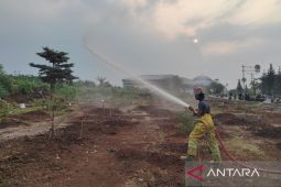 Pemkab Bogor kerahkan Damkar siram pohon "hutan kota" di Stadion Pakansari
