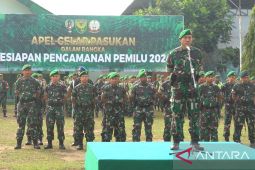Korem 042/Gapu dan jajaran apel pasukan kesiapan pengamanan pemilu