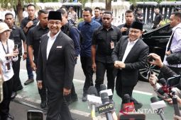 Tiga paslon  tiba di acara Deklarasi Kampanye Pemilu Damai 2024