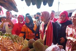 Siti Atikoh blusukan di Pasar Ngemplak Tulungagung