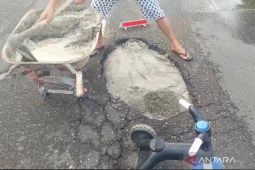 Warga Mukomuko secara mandiri tambal sulam jalan rusak