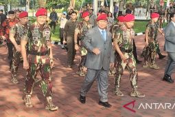 Menhan Prabowo menghadiri upacara HUT Kopassus ke 72 di Cijantung