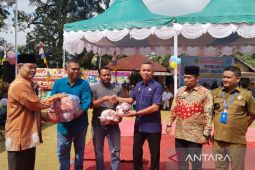Pemkab Palas berikan bantuan bola  tim sepak bola Desa Batu Gajah