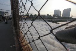 Foto - Di Surabaya, Sungai berselimut busa putih