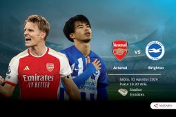 Arsenal gagal pangkas jarak dengan Liverpool usai ditahan imbang Brighton 1-1