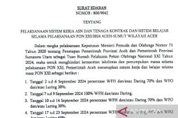 Pemerintah Aceh tetapkan ASN bekerja dari rumah selama PON, juga berlaku untuk siswa
