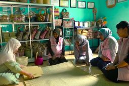 Foto -  Srikandi PLN saksikan proses pembuatan anyaman Purun