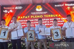 KPU Kabupaten Bekasi menetapkan nomor urut 3 paslon Pilkada 2024
