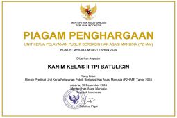 Batulicin Immigration wins Human Rights Minister's award