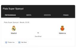 Jadwal Piala Super Spanyol Jumat: Real Madrid bertemu Mallorca