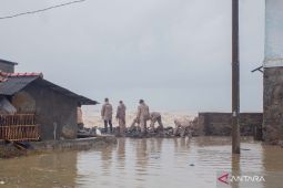Tanggul jebol akibat banjir rob di Indramayu