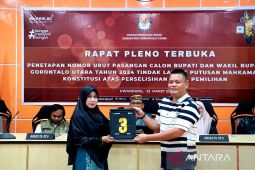 KPU Gorontalo Utara tetapkan nomor urut paslon bupati