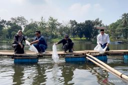 Ketua DPRD tebar ribuan bibit ikan nila untuk dipanen saat Hari Jadi Bogor