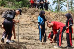 Disdikbud Bengkayang Kalbar melakukan gerakan menanam di lahan sekolah