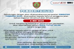 Berikut penjelasan sistem buka tutup lalu lintas Jembatan Tumbang Nusa